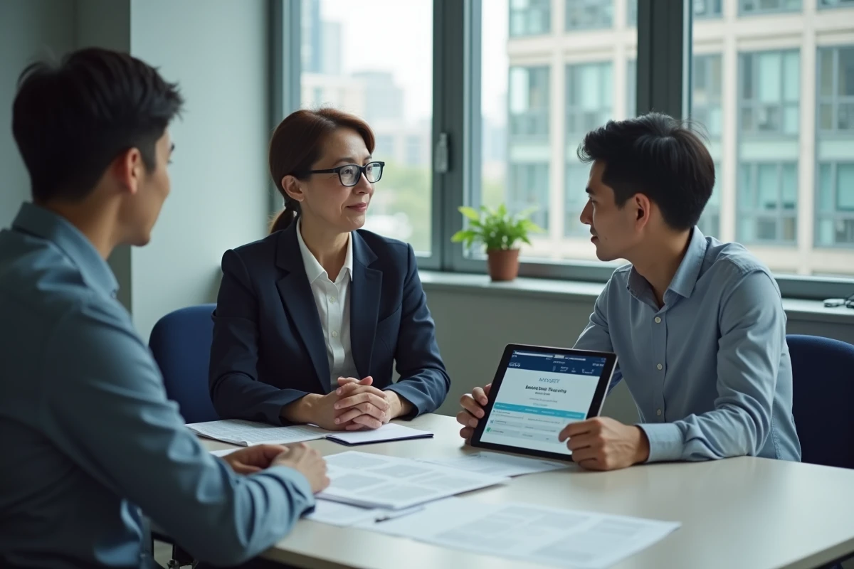 Conseillère en formation accompagnant un apprenti BTP dans le choix d'une certification CPF
