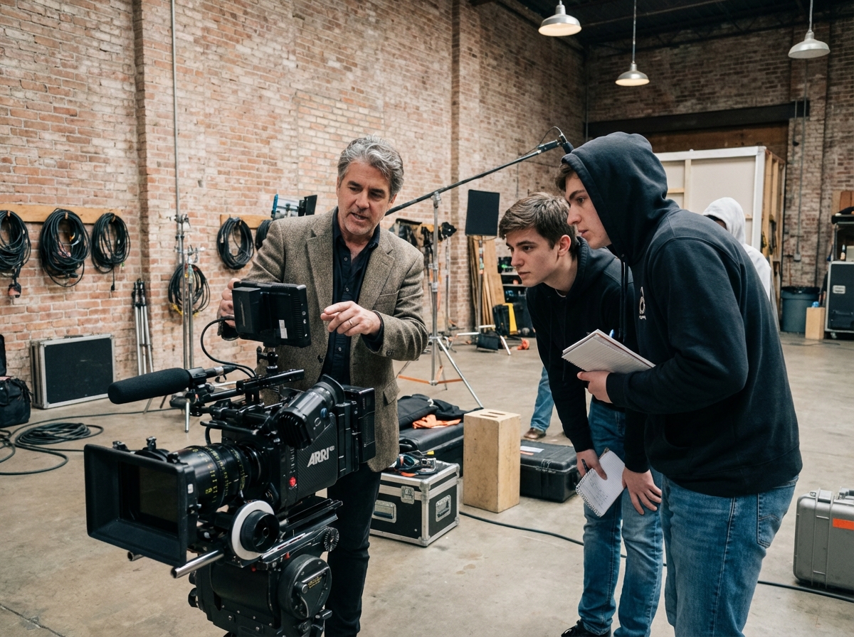 Enseignant guidant un groupe autour d