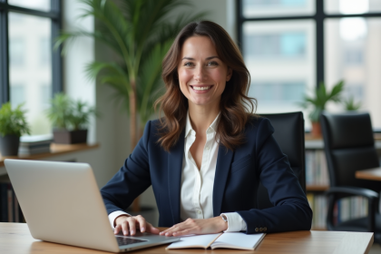 Femme d'affaires confiante dans un bureau moderne