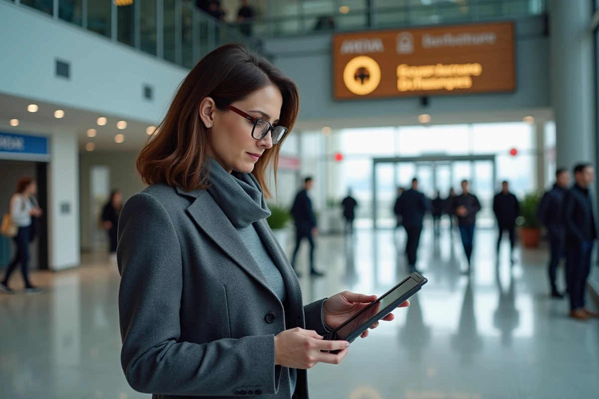 Femme examinant une tablette à l