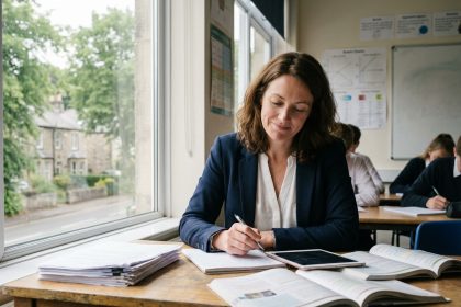 Femme en classe prenant des notes à Vierzon