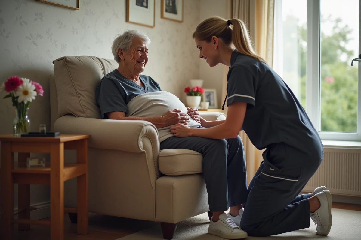 Aide à domicile accompagnant une personne âgée, métier du secteur médico-social sans diplôme requis