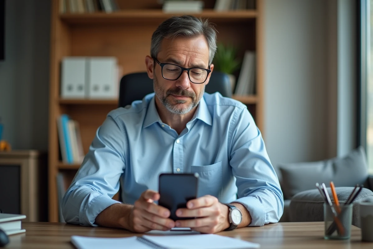Parent accédant à l'espace Arena sur mobile depuis son bureau à domicile