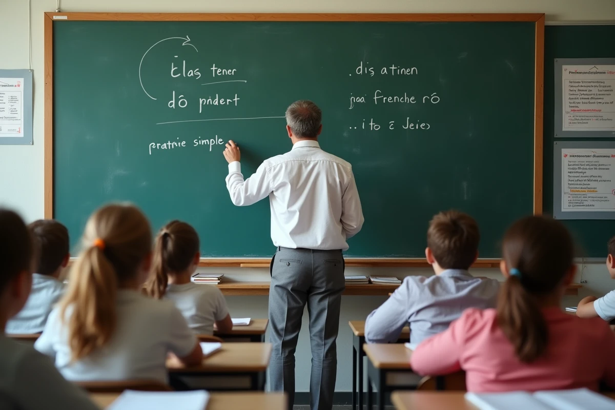 Professeur enseignant la conjugaison de tener en classe